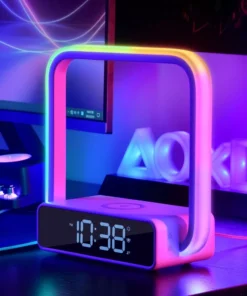 Touch Lamp Alarm Clock with Wireless Charging & RGB Wake-Up Light