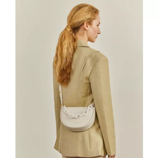 Semi-circle Saddle Leather Crossbody Purse - Image 2