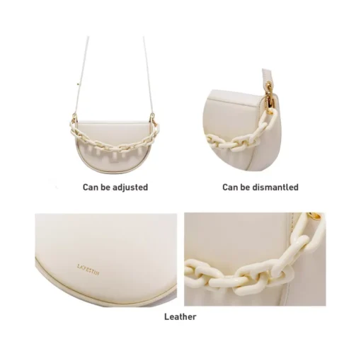 Semi-circle Saddle Leather Crossbody Purse - Image 6