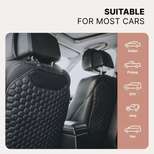 Car Seat Back Protector Black “Hexy” – Car Kick Mat - Image 3