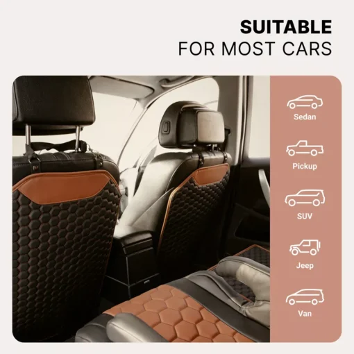‘Hexy’ Car Seat Back Protector – Premium Eco Leather Kick Mat - Image 6
