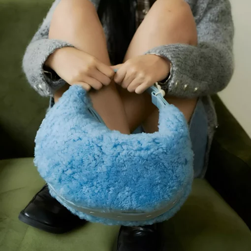 Half Moon Fluffy Wool Winter Handbag - Image 5