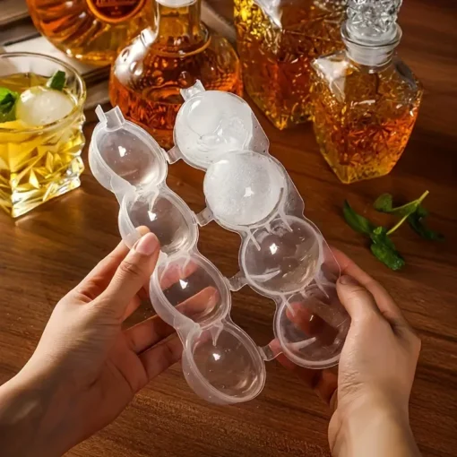 4 Hole Ice Cube Maker Round Ice Ball Mold for Whiskey & Cocktails - Image 5