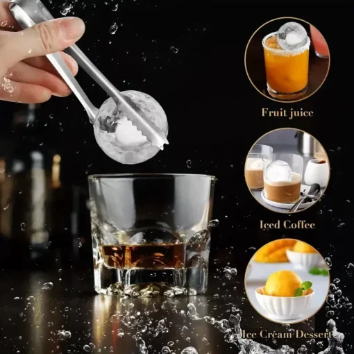 4 Hole Ice Cube Maker Round Ice Ball Mold for Whiskey & Cocktails - Image 3