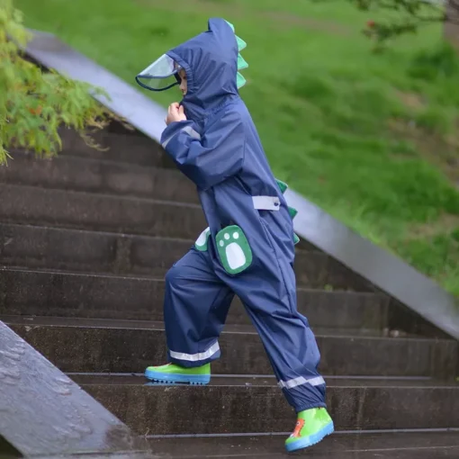 80-145cm Kids Waterproof Raincoat Jumpsuit - Image 2
