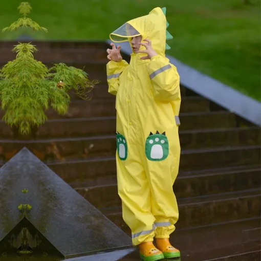 80-145cm Kids Waterproof Raincoat Jumpsuit - Image 3