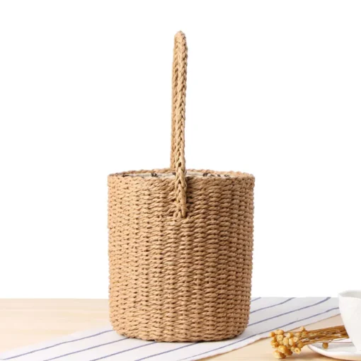 Hand-made Straw Bucket Bag - Image 3
