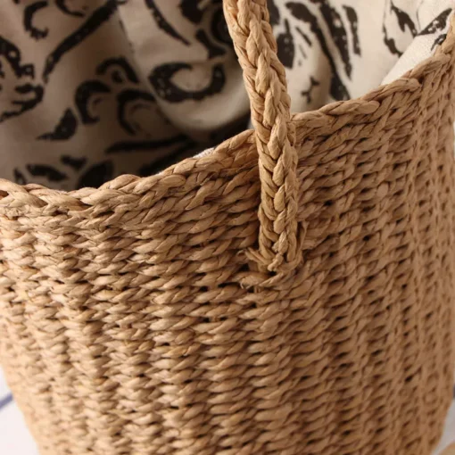 Hand-made Straw Bucket Bag - Image 5