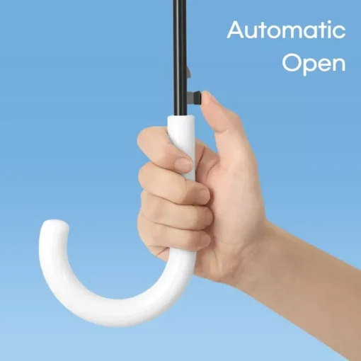 Transparent Windproof Umbrella with Strong 16 Ribs and Long Handle - Image 3