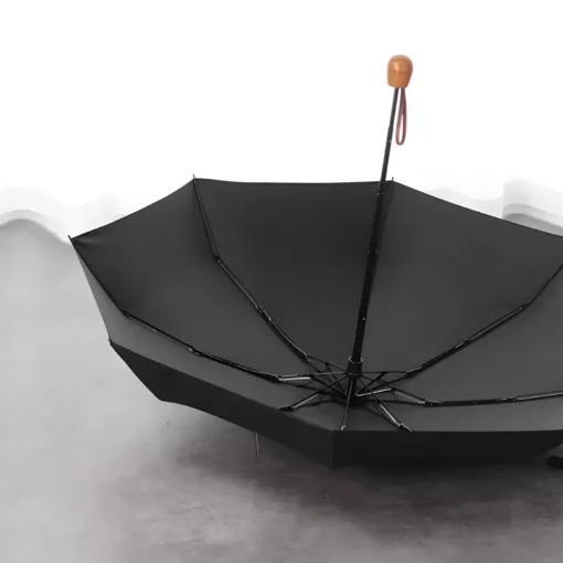 Compact Mini Windproof Umbrella with Wooden Handle for Women - Image 6