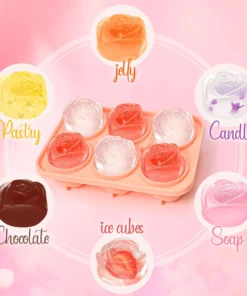 Rose-Shaped Silicone Ice Cube Tray with Lid