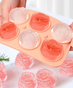 Rose-Shaped Silicone Ice Cube Tray with Lid