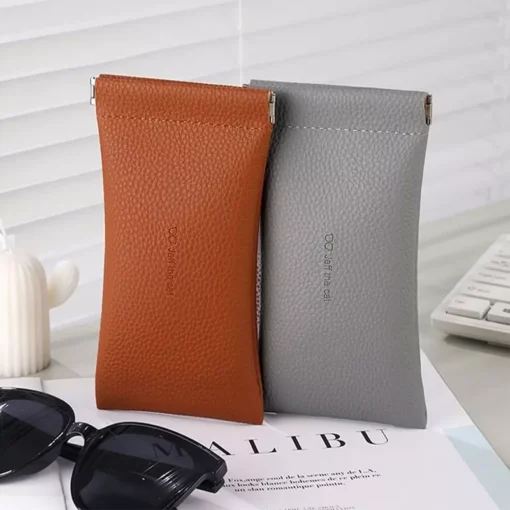 Elegant PU Leather Glasses Case with Automatic Closure - Image 4