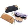Women’s Luxury Genuine Leather Sunglasses Case with Portable Chain