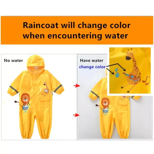 Kids’ Dinosaur-Themed Waterproof Rain Jumpsuit - Image 5