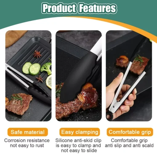 Silicone BBQ Grilling Tongs - Image 4