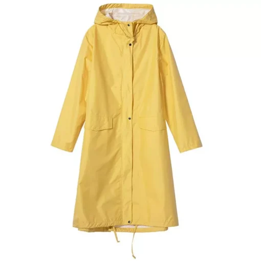Stylish Long Hooded Waterproof Rain Jacket for All Seasons - Image 7
