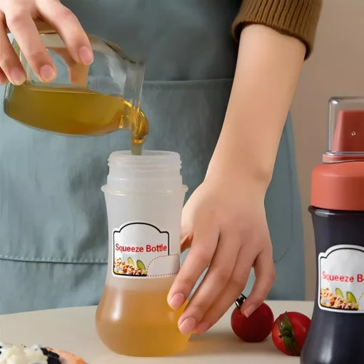 350ML Sauce Squeeze Bottle with 5-Hole Nozzles for Ketchup, Mustard, and Oils - Image 5