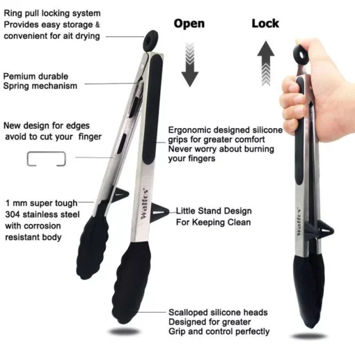Premium Silicone Kitchen Tongs Set - Image 3