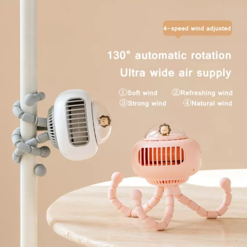 Lovely Cartoon Portable Safe Stroller Fan - Image 3