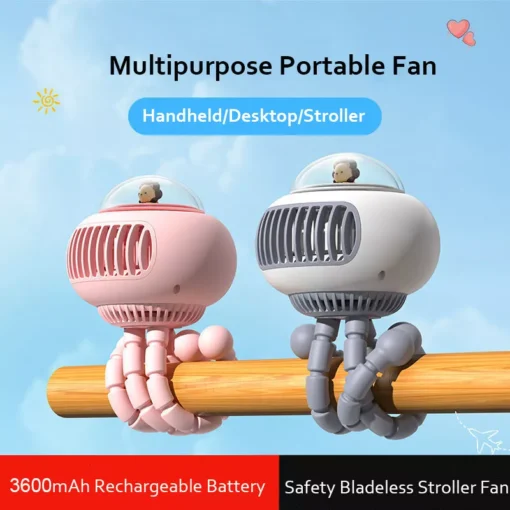 Lovely Cartoon Portable Safe Stroller Fan - Image 4