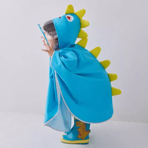Kids’ Dinosaur Themed Waterproof Rain Poncho - Image 6