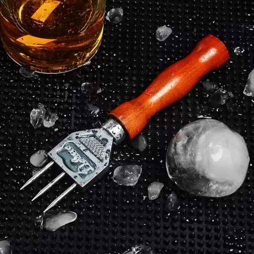 Japanese Style Stainless Steel Ice Crusher with Wooden Handle - Image 2