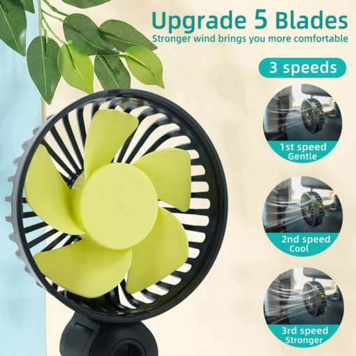 Portable Car Fan Cooler with USB and 3 Wind Settings - Image 3