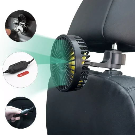 Portable Car Fan Cooler with USB and 3 Wind Settings - Image 7