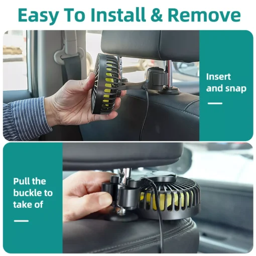 Portable Car Fan Cooler with USB and 3 Wind Settings - Image 4