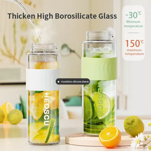 Insulated Glass Water Bottle with Tea Filter & Dual Drinking Modes - Image 3
