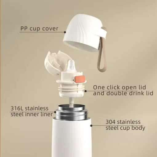 Stainless Steel Insulated Water Bottle with Straw Lid - Image 6