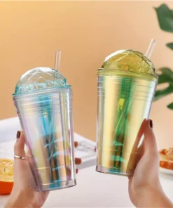 Colorful 560ml Double-Layer Straw Water Bottle for Kids