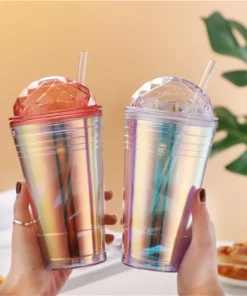 Colorful 560ml Double-Layer Straw Water Bottle for Kids