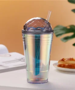 Colorful 560ml Double-Layer Straw Water Bottle for Kids