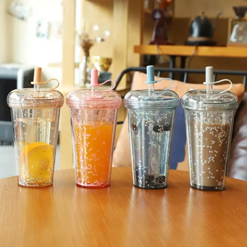 Sparkling Kawaii Bubble Tea Water Bottle with Straw - Image 4