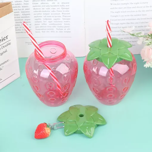 Cartoon Strawberry Straw Cup - Image 3