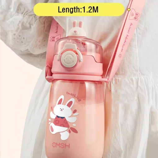 520ml Eco-Friendly Kids Water Bottle with Straw & Strap - Image 4