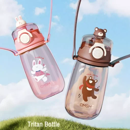 520ml Eco-Friendly Kids Water Bottle with Straw & Strap - Image 3