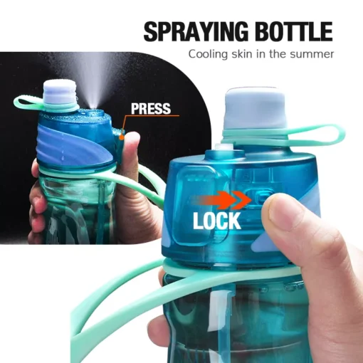 950ml Dual-Function Sports Water Bottle with Spray Feature - Image 3