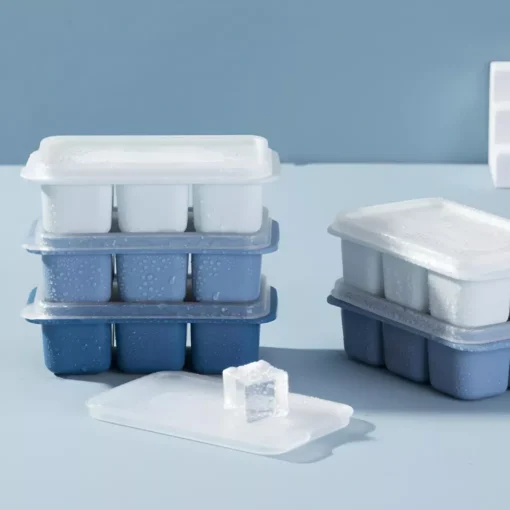 Modi Blue Silicone Ice Cube Tray with Removable Lid - Image 4