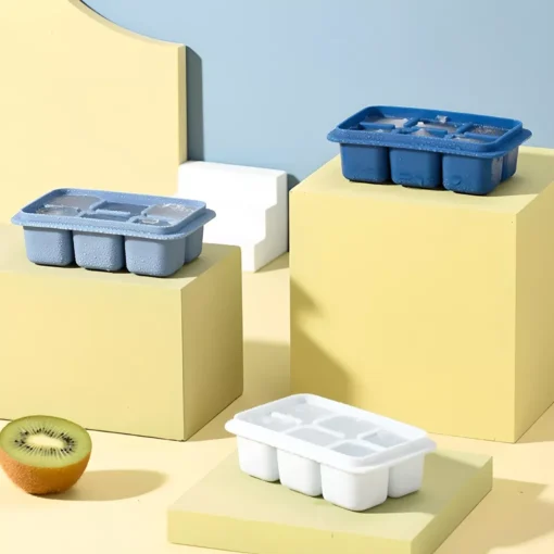 Modi Blue Silicone Ice Cube Tray with Removable Lid - Image 5