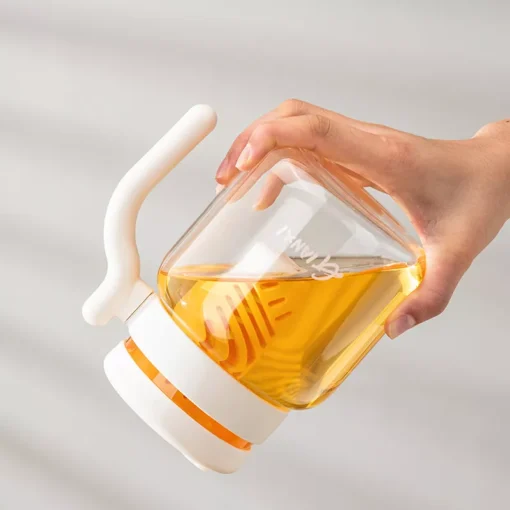 1000ML Glass Tumbler with Lid and Straw - Image 7