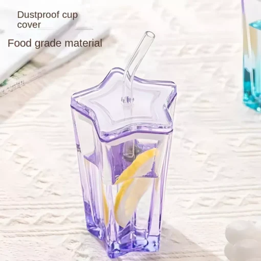 Starlight Gradient Glass Mug with Straw and Lid - Image 4