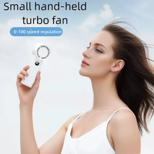 3600mAh USB Rechargeable Handheld Fan with LED Lamp - Image 2