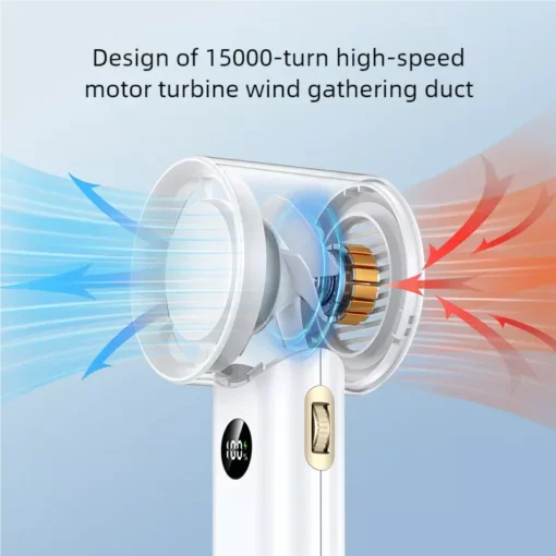 3600mAh USB Rechargeable Handheld Fan with LED Lamp - Image 5