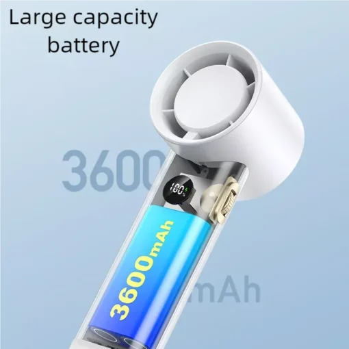 3600mAh USB Rechargeable Handheld Fan with LED Lamp - Image 6