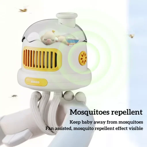 USB Rechargeable Portable Mosquito Repellent Stroller Fan - Image 4