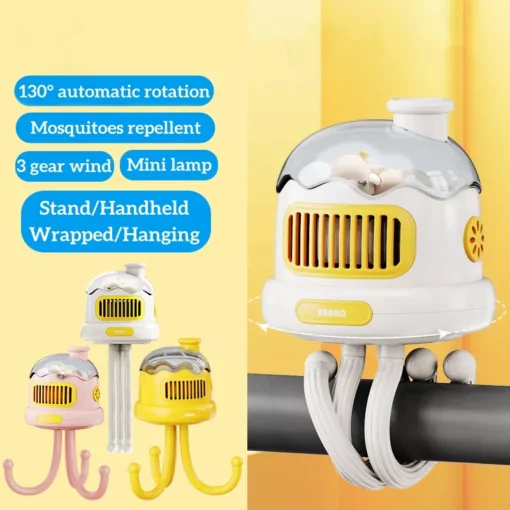 USB Rechargeable Portable Mosquito Repellent Stroller Fan - Image 6