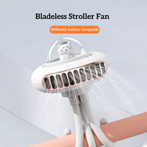 Portable Rechargeable Folding Stroller Fan - Image 2